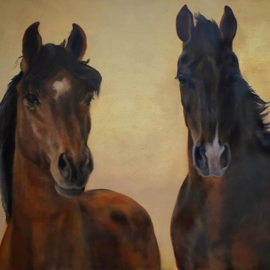 Paardenschilderij 'Disaronno en Cool Spirit'