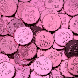 Geboorte  chocolade munten roze