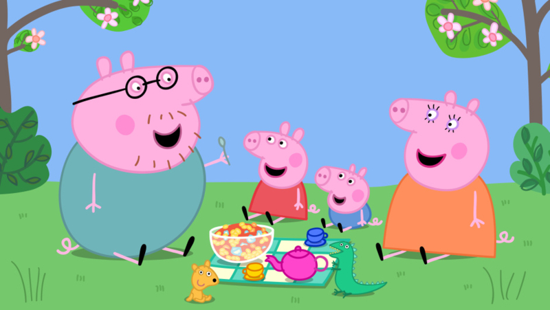 Peppa pig aan de picknick