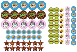 Tiger Stickers assorted -  round stickers - EXTRA QUANTITY