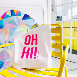 Studio Stationery Tote bag OH HI neon roze