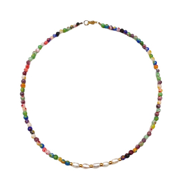Necklace millefiori beads & pearls