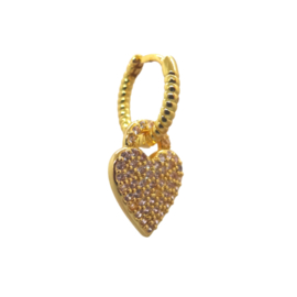 Zirconia Heart Gold Earring