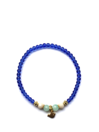 Handmade bracelet - blue, jade, beige