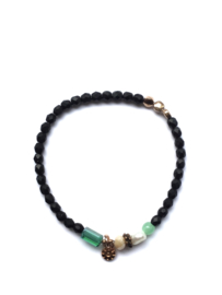 Handmade bracelet - black, green, pearl