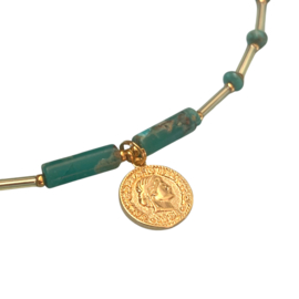 Necklace  Coin Turquoise Gemstone