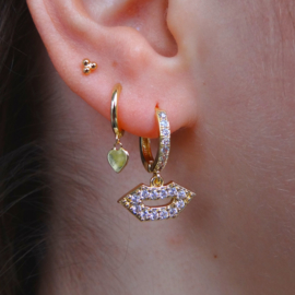 Zirconia Lips Gold Earring