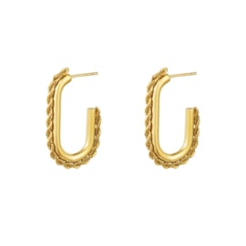 Earring oval twist chain - gold & silver
