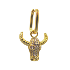 Zirconia Bull Gold Earring