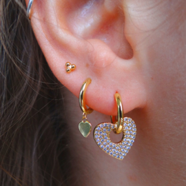 Zirconia Hollow Heart Gold Earring