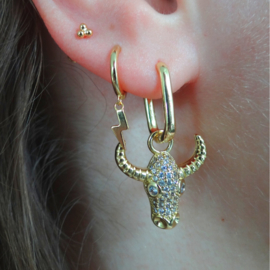 Zirconia Bull Gold Earring