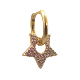 Zirconia Hollow Star Gold Earring