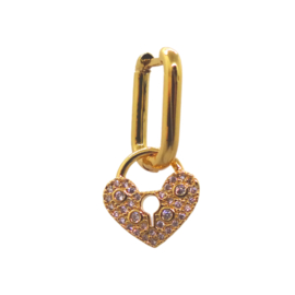 Zirconia Heart Lock Earring