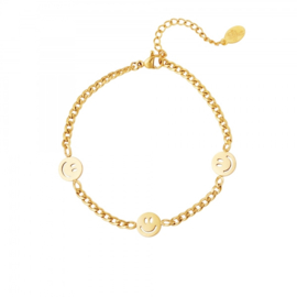 Bracelet smiley - gold & silver