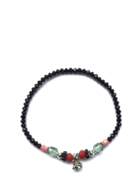 Handmade bracelet - black, red, pink