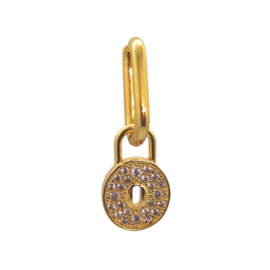 Zirconia Lock Gold Earring