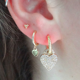 Zirconia Heart Gold Earring