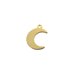 Flat Crescent Moon Gold Charm