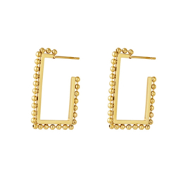 Earring square dots - gold & silver