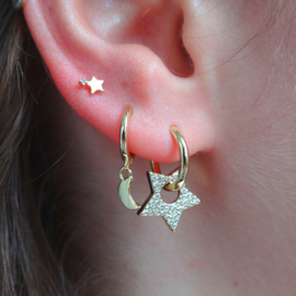 Zirconia Hollow Star Gold Earring