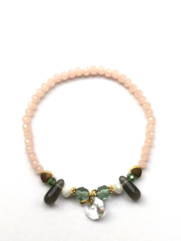 Handmade bracelet - light pink, green