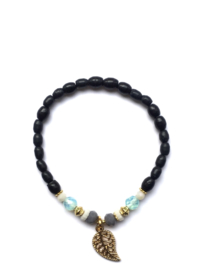 Handmade bracelet - dark blue, lila, white