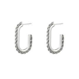 Earring oval twist chain - gold & silver