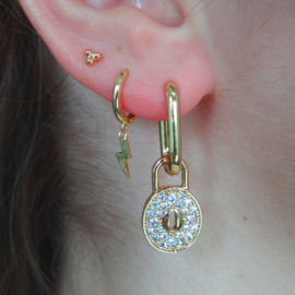 Zirconia Lock Gold Earring