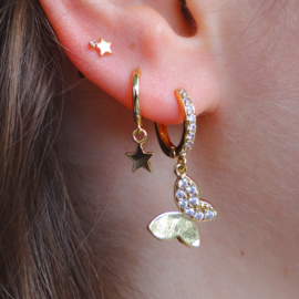 Zirconia Butterfly Gold Earring