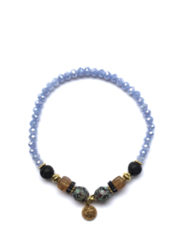 Handmade bracelet - light blue, brown