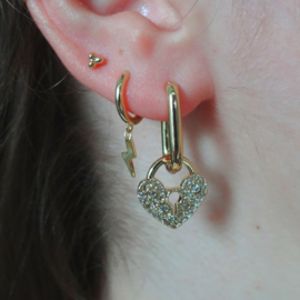 Zirconia Heart Lock Earring