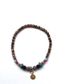 Handmade bracelet - brown, purple, seagreen