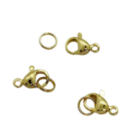 Karabijn slot stainless steel gold-plated - 9 mm