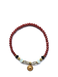 Handmade bracelet - burgundy red, white grey