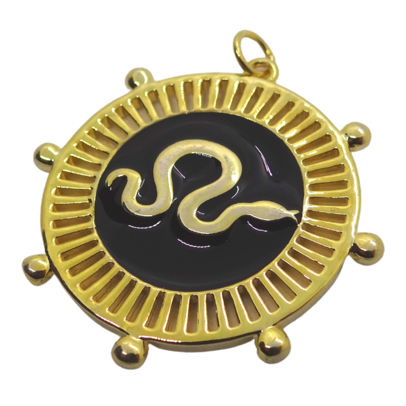Black Snake Gold Charm