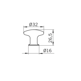 Knop Evelien: 32 mm chroom