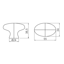 Knop Florentien: 55 mm wit porselein (vanaf  5 stuks)