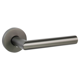 Deurkrukset Aster  rond rozet rvs gun metal