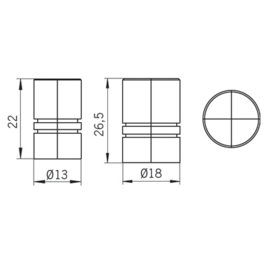 Knop Malia: 13 mm of 18 mm geborsteld rvs