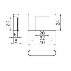 Greep Emy: 40 mm (32) aluminium