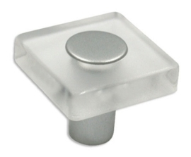 Knop Eefje: 30 mm aluminium, transparant glas effect