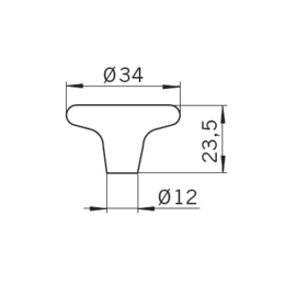 Knop Brent: mat chroom/zwart 34 mm