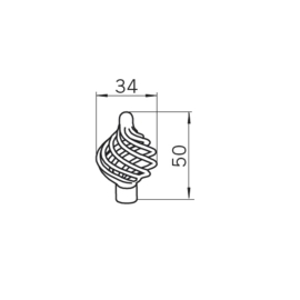 Knop Sally: gedraaid 34 mm zwart