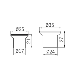 Knop Silas: 25 mm/35 mm geborsteld  rvs