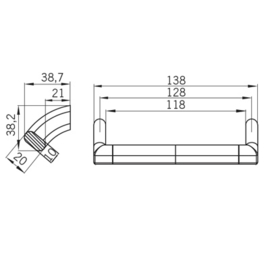 Greep Britt: 128 mm aluminium look