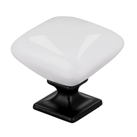 knop Calla wit/zwart mat 34mm keramiek