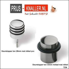 Deurstopper ton 28mm/33mm mat nikkel pvc .metaal mat nikkel