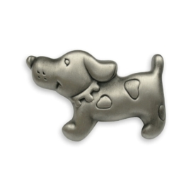Knop Snuf: 66 mm tin hond vorm