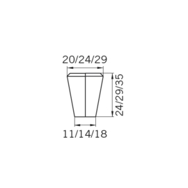 Knop Fiene: 24 mm/29 mm rvs