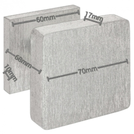 Voordeurknop vierkant  aluminium RVS- Look